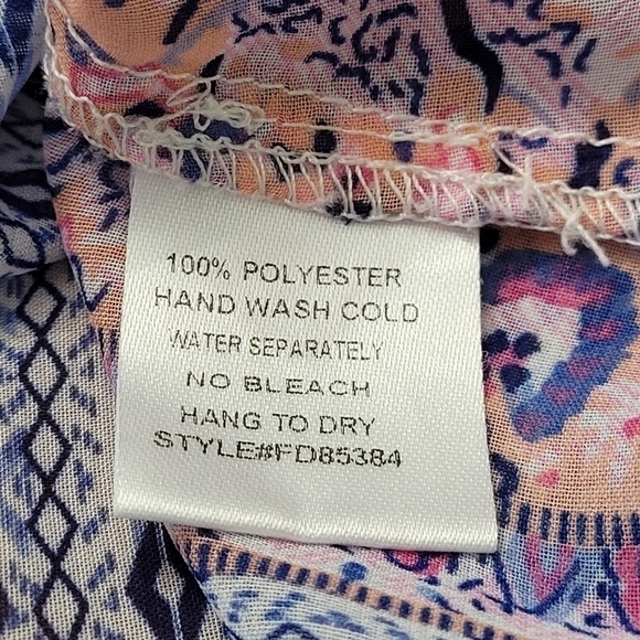 Blue Pink Tunic Boho Blouse Simi Sheer Lightweight Top Size Small - Picture 7 of 7